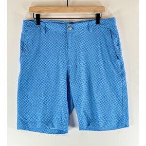 Peter Millar Mens Shorts Blue Chino Performance Golf Crown Geo Stretch Size 34